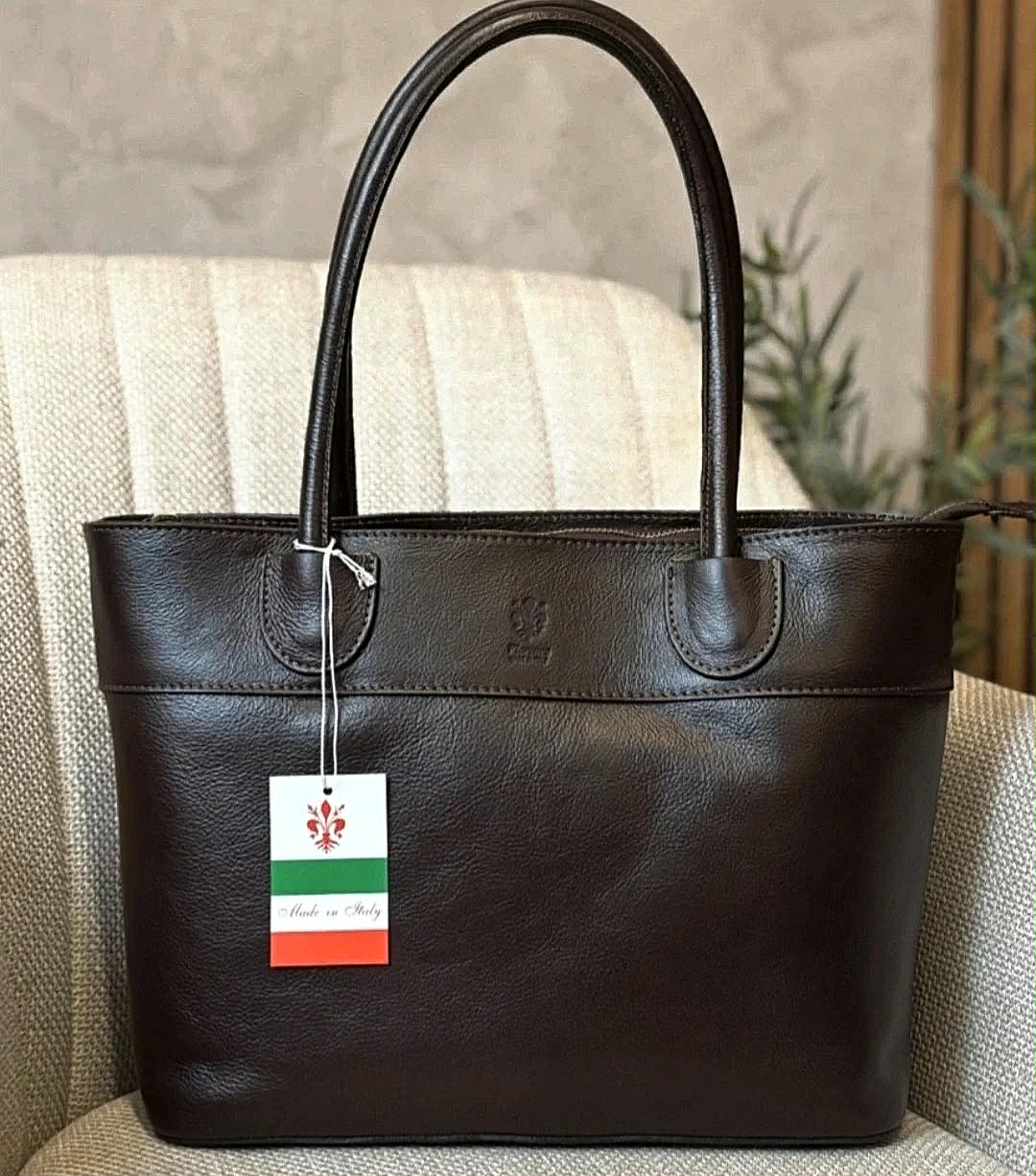 Skórzana torebka shopper – klasyczny brąz